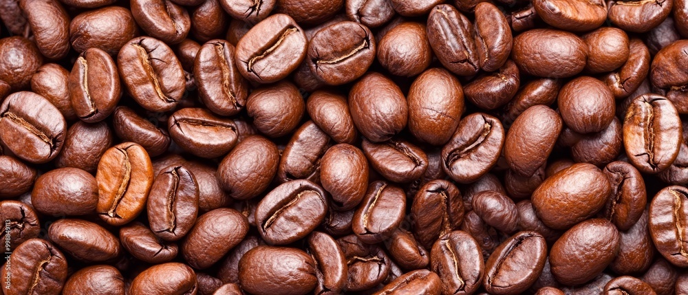Fototapeta premium A pile of brown coffee beans, all with uniformly brown exteriors and interiors