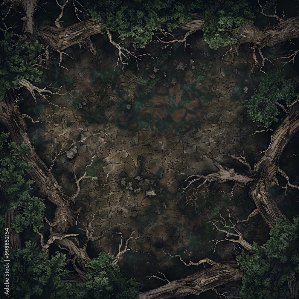 Fototapeta premium Top-Down Fantasy Battle Map Vast World for Storytelling