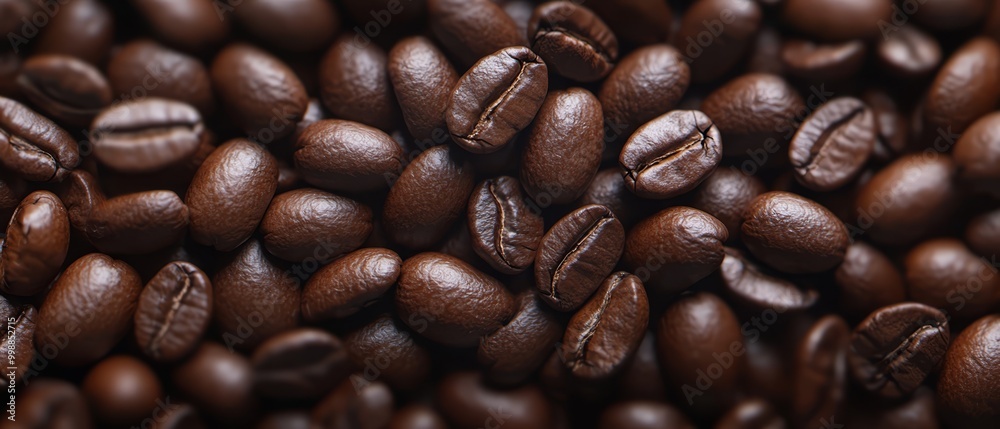A mound of coffee beans, with an abundance in the upper half A mound of coffee beans, with an abundance in the upper half