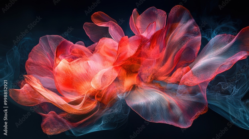 Flowing Pink Flower on Black Background Flowing Pink Flower on Black Background