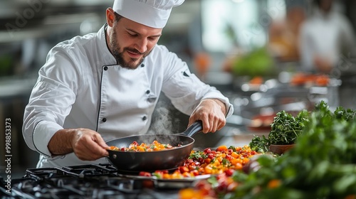 Chef Stirring Vegetables in a Pan