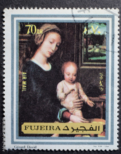 postage stamp vintage Madonna and Child