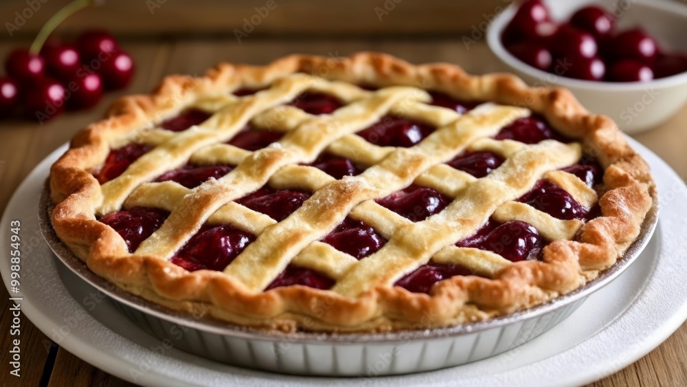 Delicious cherry pie ready to be savored Delicious cherry pie ready to be savored