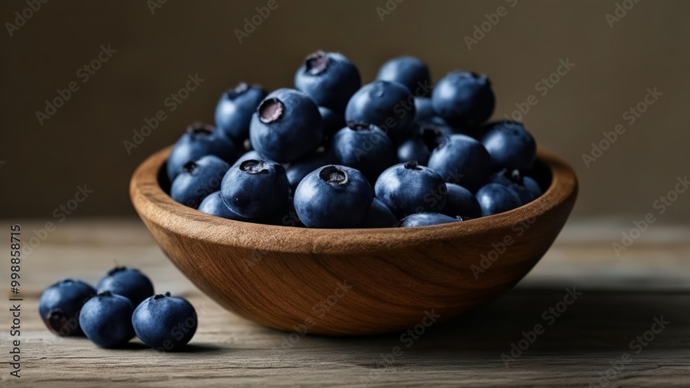 Fresh blueberries in a wooden bowl ready to be enjoyed Fresh blueberries in a wooden bowl ready to be enjoyed