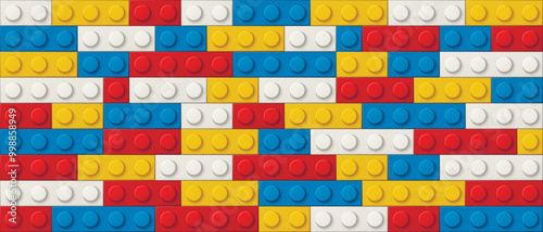 Building brick vector background for sales promotion. Vector Illustration of block brick toy for baby and kid. Seamless texture pattern banner, wall, wallpaper, post, poster, flyer, cover, brochure