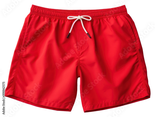 PNG Men Swim shorts red white background undergarment. photo