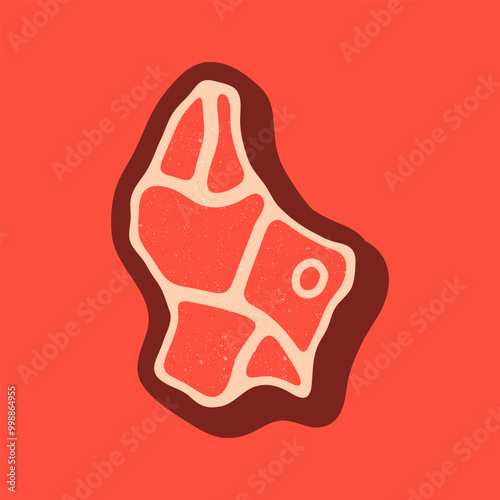 Luxembourg map for steak meat logo. Vector retro black and red meat dishes logotype illustration. Graphic grill BBQ label, emblem, symbol. Premium beef restaurant badge