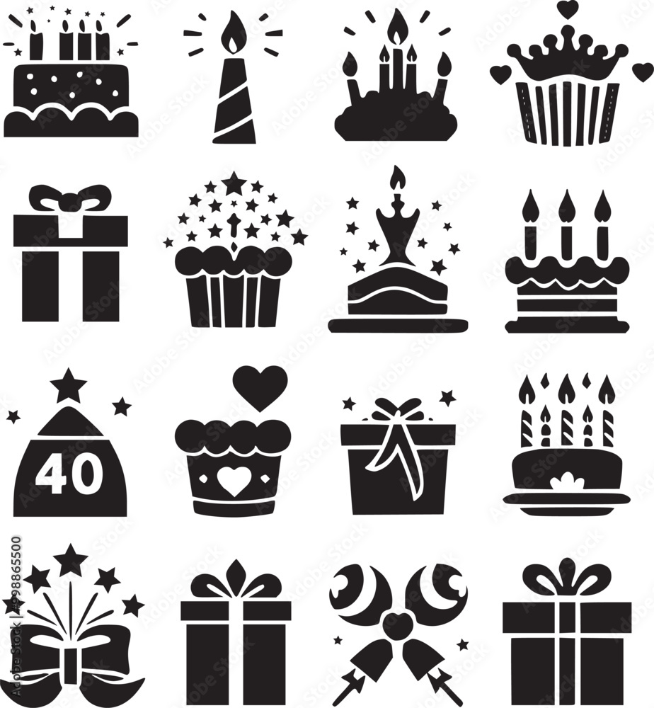 Birthday Cake icon Set Birthday Cake icon Set