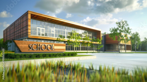 A school building with a sign that says 