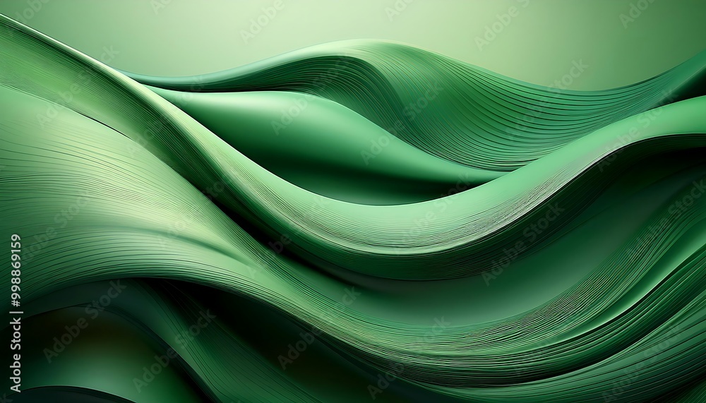 Fototapeta premium Abstract Dark Green Rays and Waves with a Minimalist Creamy Texture, Creating a Sophisticated and Calm Background, Ideal for Wallpapers and Modern Design Concepts