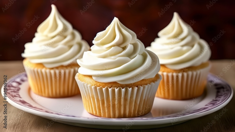Deliciously frosted cupcakes ready to be enjoyed Deliciously frosted cupcakes ready to be enjoyed