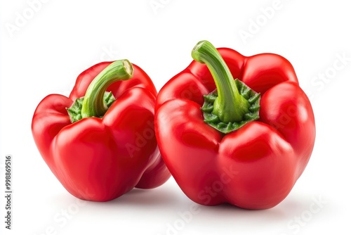 red sweet pepper isolated on white background. - generative ai