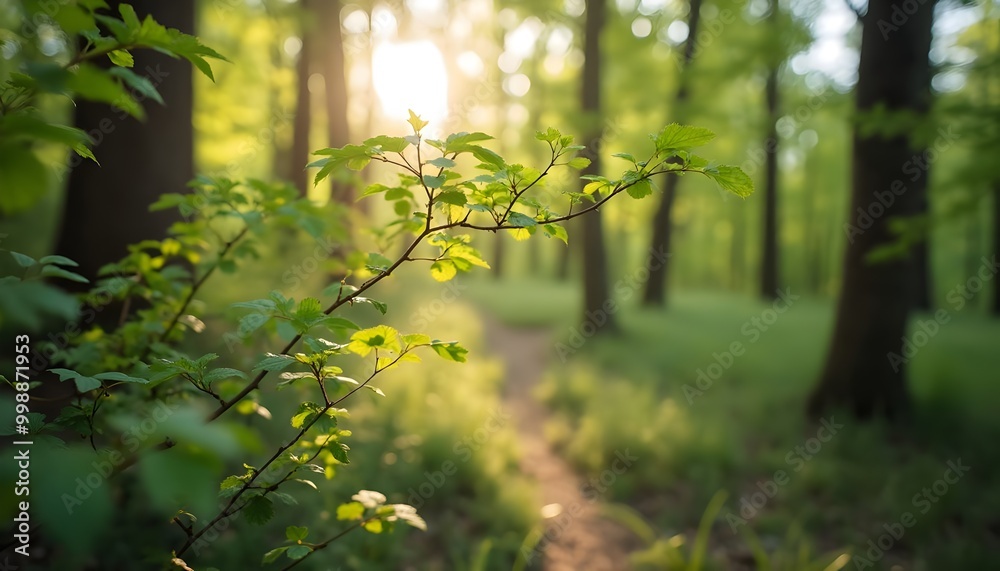 Green Leaves in a Sunlit Forest. Green Leaves in a Sunlit Forest.