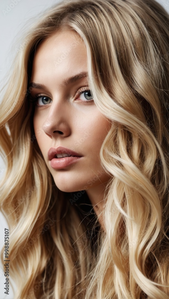 Woman with Long Blonde Hair Looking Sideways Woman with Long Blonde Hair Looking Sideways