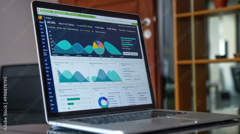A business using advertising analytics tools to track campaign performance, focusing on ROI, impressions, and conversions.