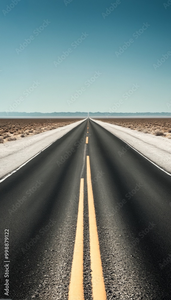 Fototapeta premium Yellow Road Through Desert Landscape