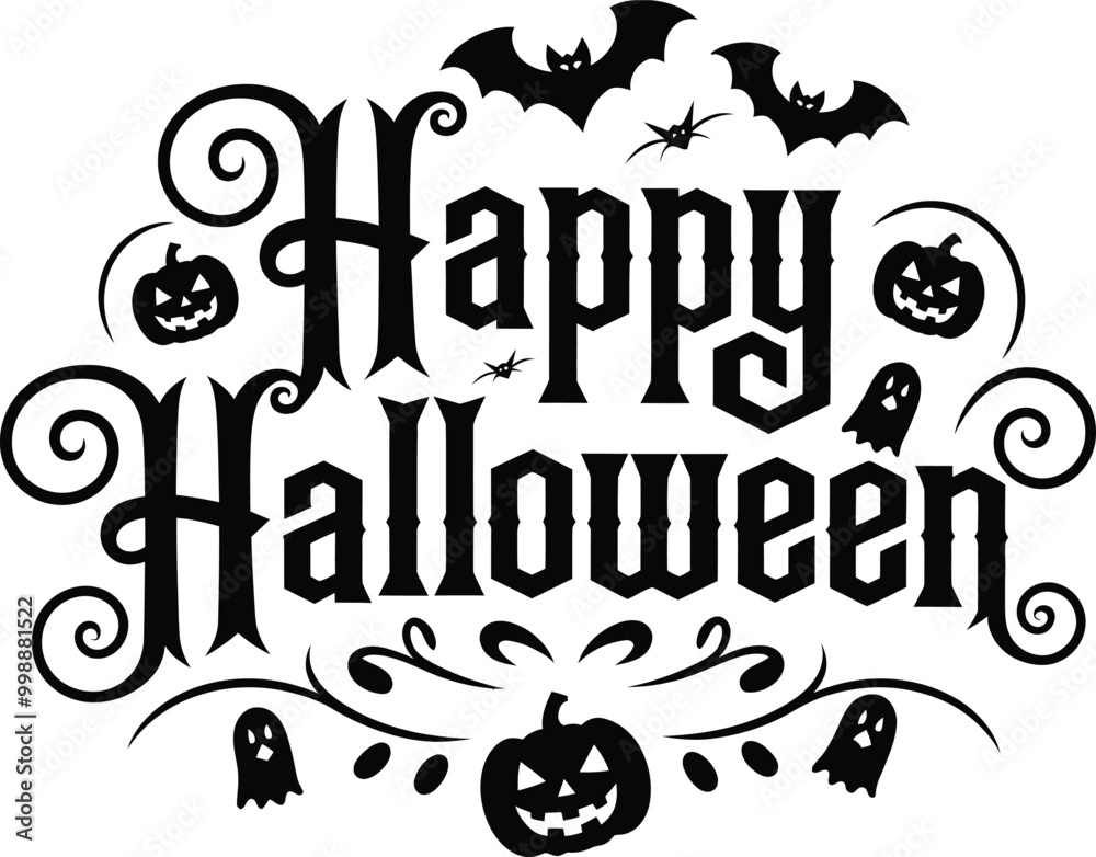Obraz premium Happy Halloween typography poster with white background