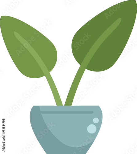 Small green plant growing in a pot icon illustration in flat style isolated on white background