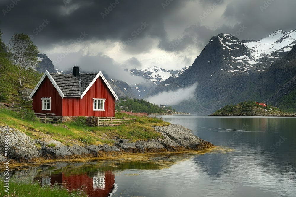 Beautiful landscape of Norway - generative ai Beautiful landscape of Norway - generative ai