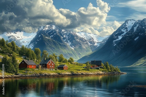 Beautiful landscape of Norway - generative ai