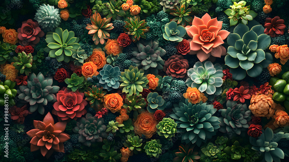 Colorful Succulent Botanical Background
