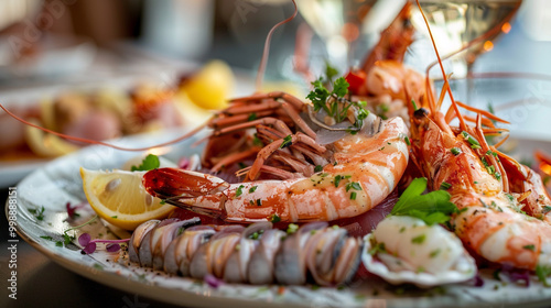 Delight in an exquisite seafood main course showcasing culinary finesse.