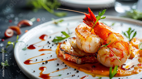 Indulge in a luxurious seafood main course with ocean-inspired flavors.