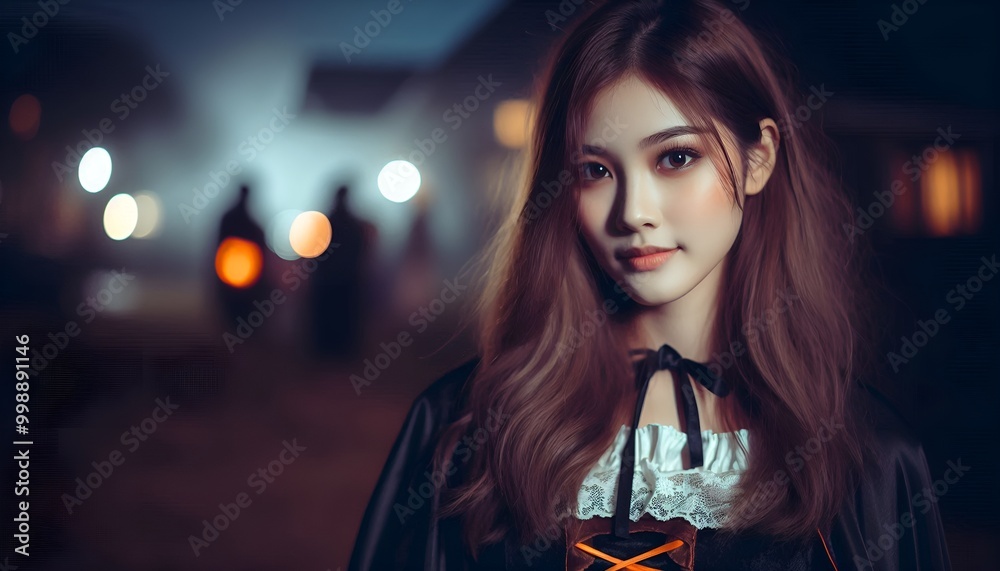 Fototapeta premium halloween portrait of a woman in the night