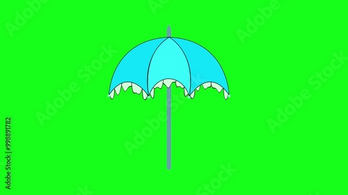An Umbrella animation Isolated on green screen background, symbolizing protection and readiness.