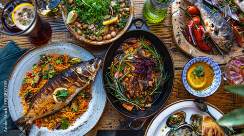 top down view of Mediterranean cuisine.