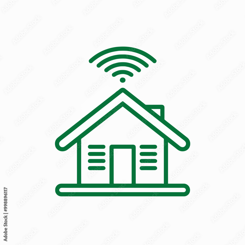 Illustration of a smart home with wireless technology, representing modern living and home automation in a digital lifestyle context.