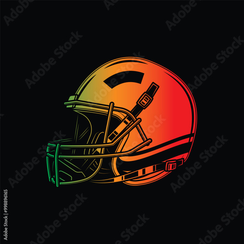 American football helmet. Original vector illustration in vintage style.