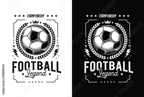 Football club emblem. Original vector illustration in vintage style. T-shirt design.