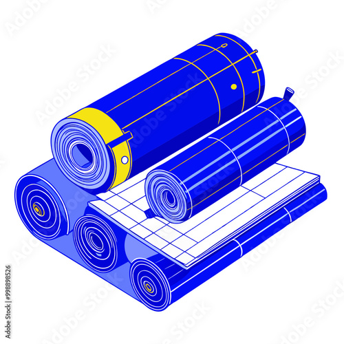 set of blueprints rolled up