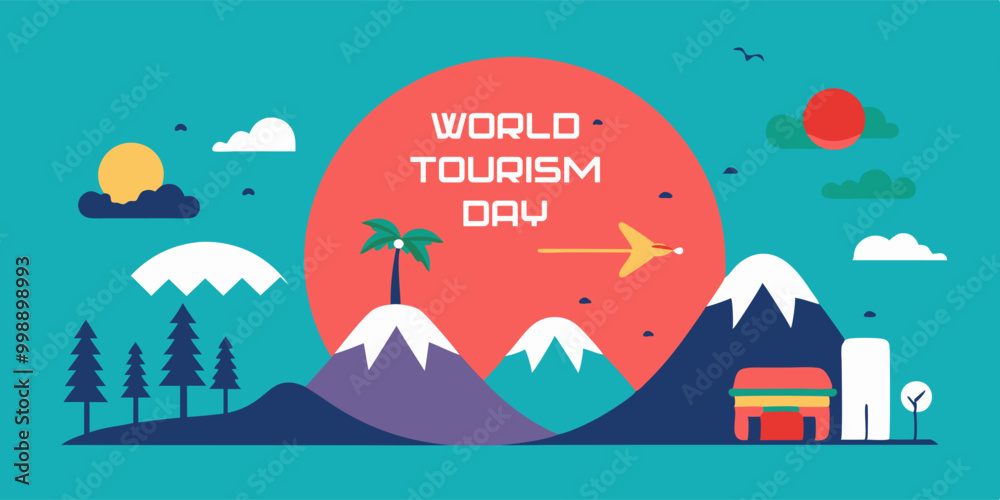 Fototapeta premium Celebrating world tourism day with minimalist abstract design for travel enthusiasts