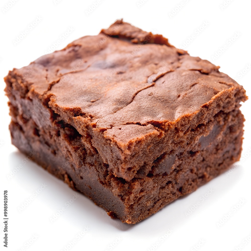 piece of chocolate brownie pie with a crispy crust and soft middle on a white background piece of chocolate brownie pie with a crispy crust and soft middle on a white background