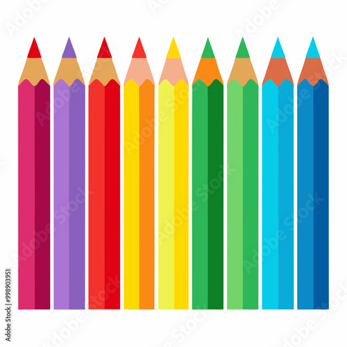 colored pencils arranged in a row