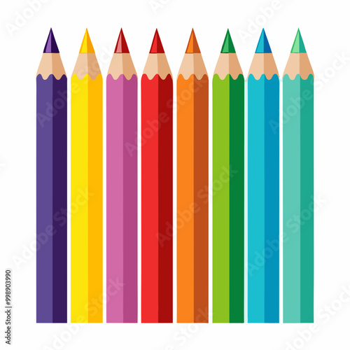 colored pencils arranged in a row