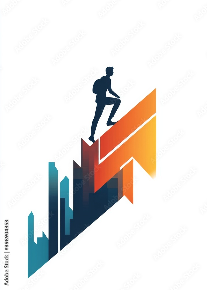 an upward arrow with a person climbing