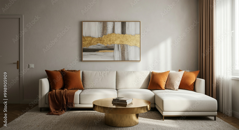 Sofa in modern living room interior design with decorative cushions and stylish decor Sofa in modern living room interior design with decorative cushions and stylish decor