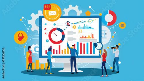 A digital marketing team optimizing paid advertising campaigns for better performance, focusing on click-through rates (CTR) and conversions.