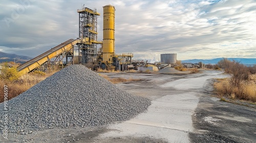 Cement production factory on mining quarry. Sand destined to the manufacture of cement in a quarry.