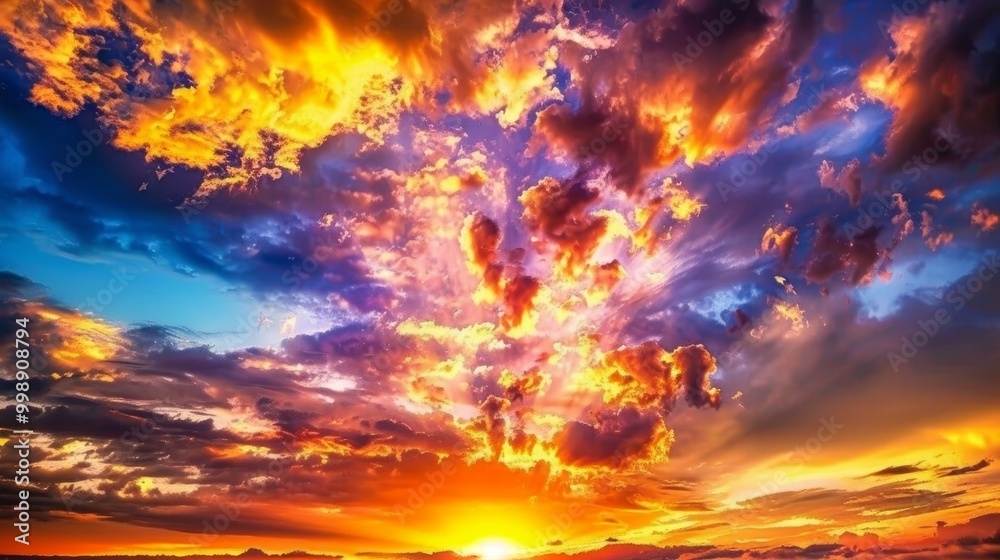 Fiery Sunset Sky A Canvas of Crimson and Gold, Sunset , Clouds , Nature Fiery Sunset Sky A Canvas of Crimson and Gold, Sunset , Clouds , Nature