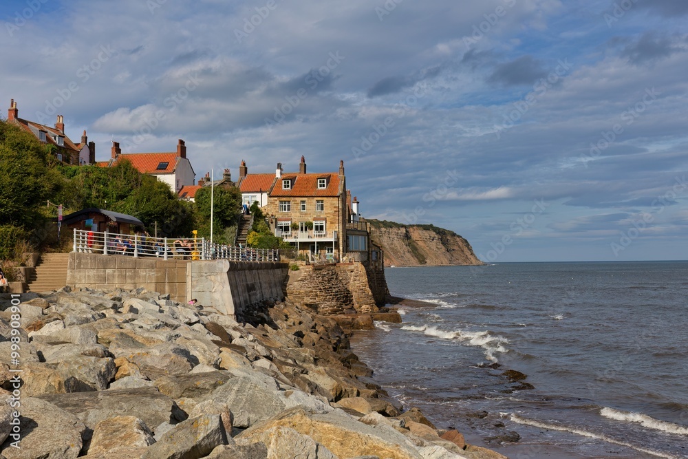 view of the old town at cliffs and sea view in Robin Hood’s Bay - North Yorkshire - Great Britain view of the old town at cliffs and sea view in Robin Hood’s Bay - North Yorkshire - Great Britain