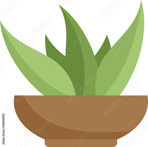 This vector illustration of a green plant growing in a round pot is perfect for any project that needs a touch of nature