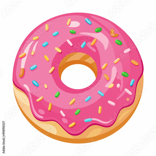 donut with pink frosting and sprinkles