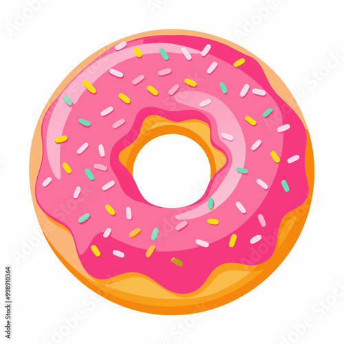 donut with pink frosting and sprinkles