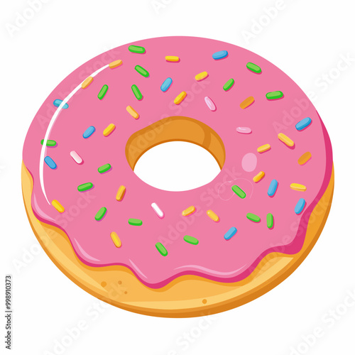 donut with pink frosting and sprinkles
