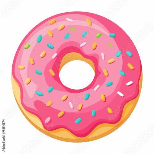 donut with pink frosting and sprinkles