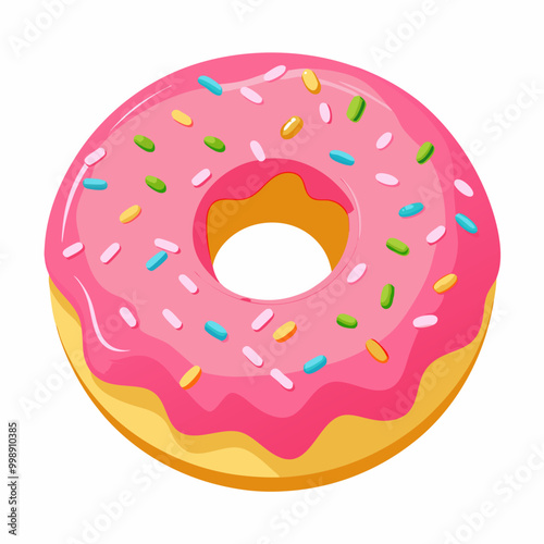 donut with pink frosting and sprinkles